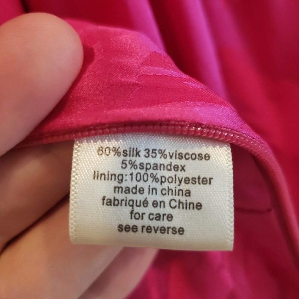 Ronny Kobo Collection Fuchsia Pink Satin Long Sleeve Wrap Blouse - Picture 4 of 10
